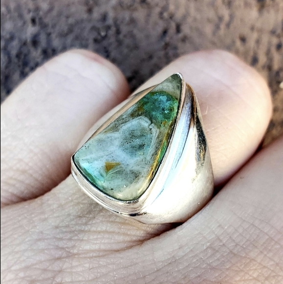 New Men's Chrysocolla 925 Silver Ring. - Picture 2 of 15